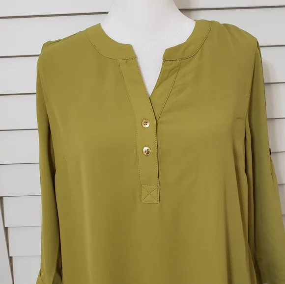 Catherine Malandrino Green Blouse       3/4 Sleeve Size S - Picture 3 of 11